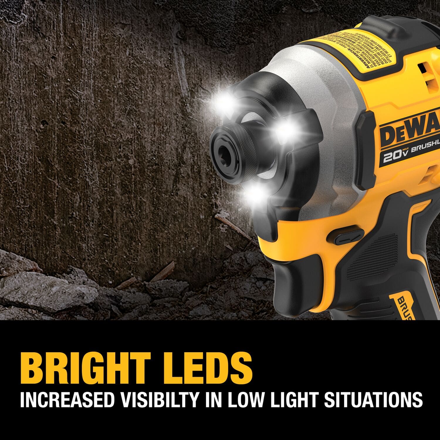 DEWALT ATOMIC 20V MAX* 1/4 pulgadas. Destornillador de impacto inalámbrico de 3 velocidades sin escobillas de 3 velocidades, paquete de una herramienta desnuda (1 paquete ATOMIC 20V MAX sin escobillas