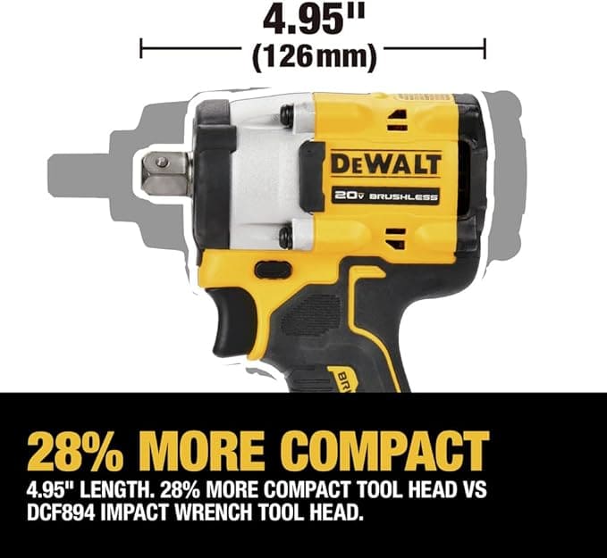 DEWALT ATOMIC 20V MAX* 1/2 pulg. Llave de impacto inalámbrica con yunque de pasador de retención (solo herramienta) (DCF922B)