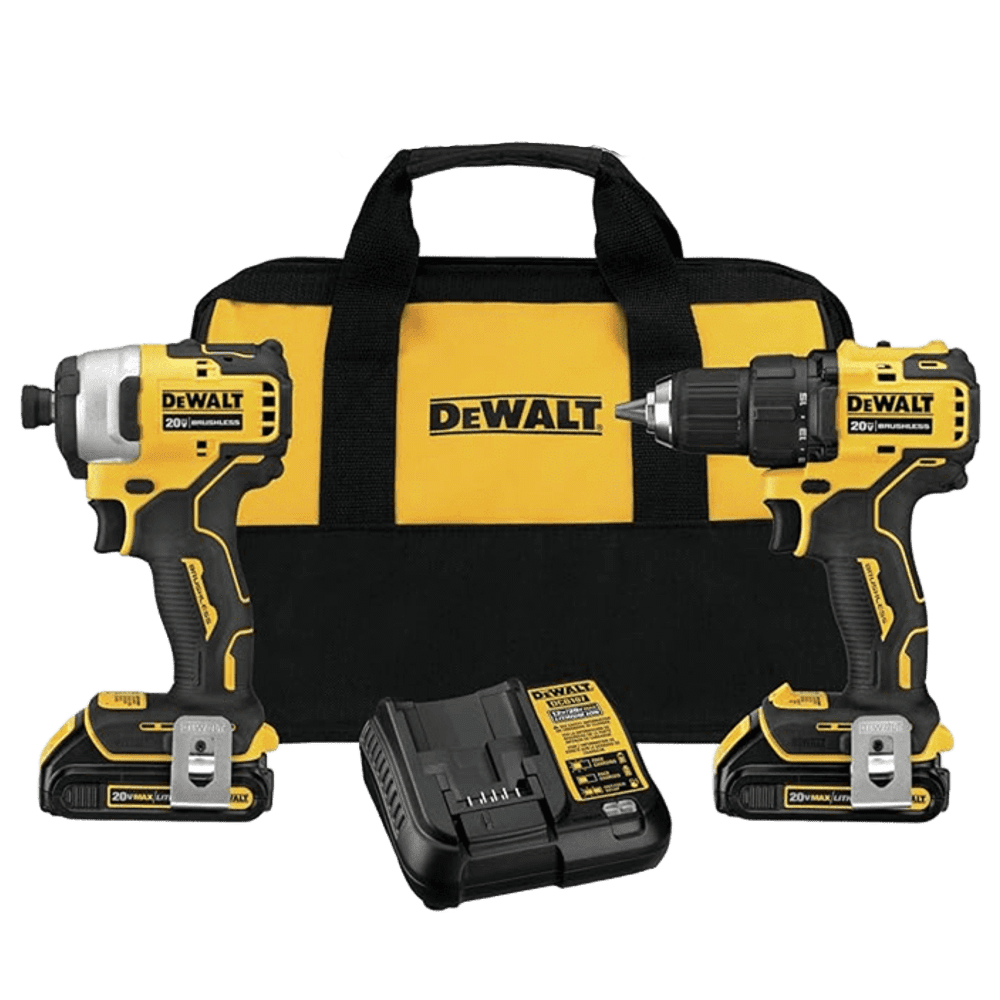 DEWALT DCK278C2 Atomic - Kit de taladro de impacto compacto inalámbrico sin escobillas, iones de litio, 20 V max