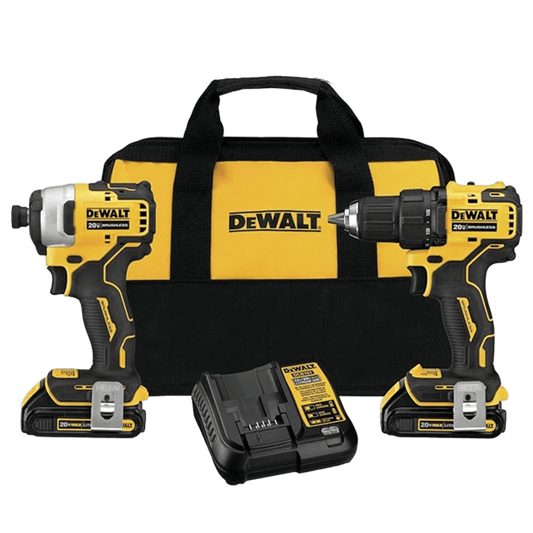 DEWALT DCK278C2 Atomic - Kit de taladro de impacto compacto inalámbrico sin escobillas, iones de litio, 20 V max