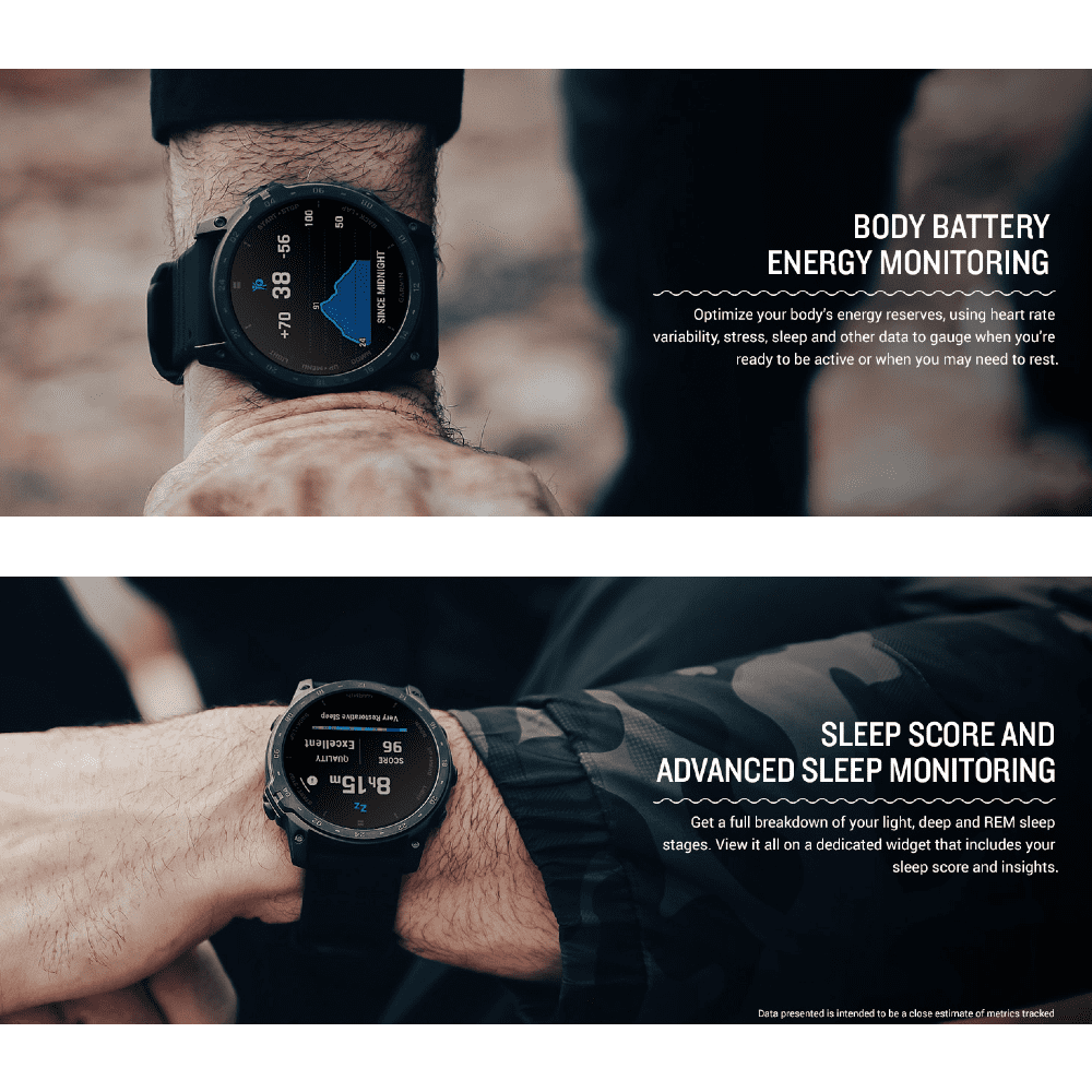 Reloj inteligente Garmin Tactix® 7 con pantalla AMOLED, diseño robusto y linterna incorporada, ideal para uso militar y táctico