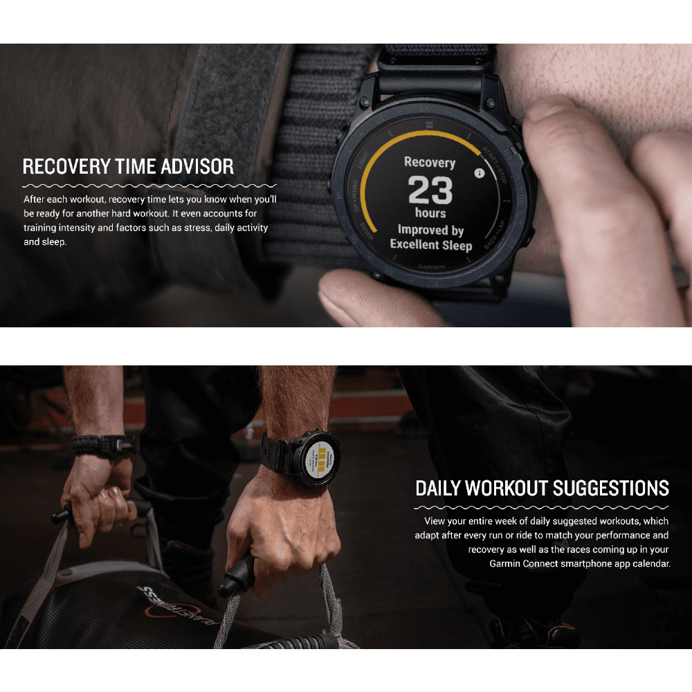 Reloj inteligente Garmin Tactix® 7 con pantalla AMOLED, diseño robusto y linterna incorporada, ideal para uso militar y táctico