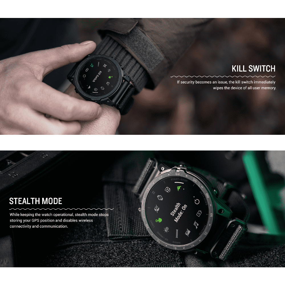 Reloj inteligente Garmin Tactix® 7 con pantalla AMOLED, diseño robusto y linterna incorporada, ideal para uso militar y táctico