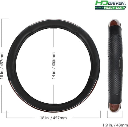 HD Driven SWC | Wood Grain Leather Steering Wheel Cover for Semi Trucks