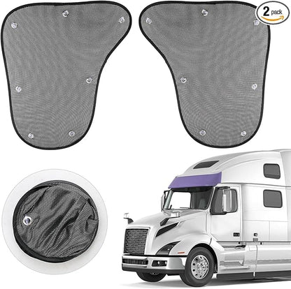 JDMON Parasol para ventana lateral para semircamiones, 23.4 x 19.4 pulgadas, persianas con ventosa, accesorios para semirremolques, protección UV interior, repuesto para Freightliner Volvo VNL