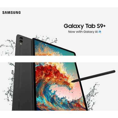 SAMSUNG Galaxy Tab S9+ Plus 12.4" 256GB WiFi 7 Android AI Tablet, procesador Snapdragon 8 Gen 2, pantalla AMOLED, S Pen incluido, batería de larga duración, cámara de enfoque automático, duradera,