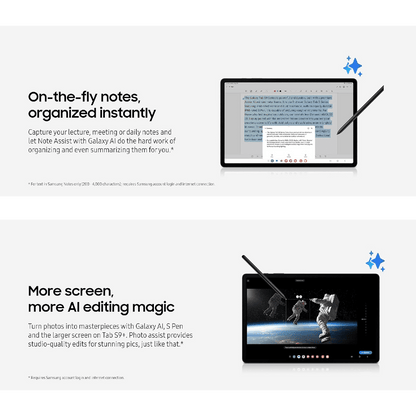 SAMSUNG Galaxy Tab S9+ Plus 12.4" 256GB WiFi 7 Android AI Tablet, procesador Snapdragon 8 Gen 2, pantalla AMOLED, S Pen incluido, batería de larga duración, cámara de enfoque automático, duradera,