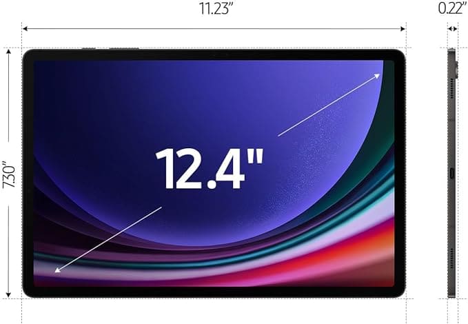 SAMSUNG Galaxy Tab S9+ Plus 12.4" 256GB WiFi 7 Android AI Tablet, procesador Snapdragon 8 Gen 2, pantalla AMOLED, S Pen incluido, batería de larga duración, cámara de enfoque automático, duradera,