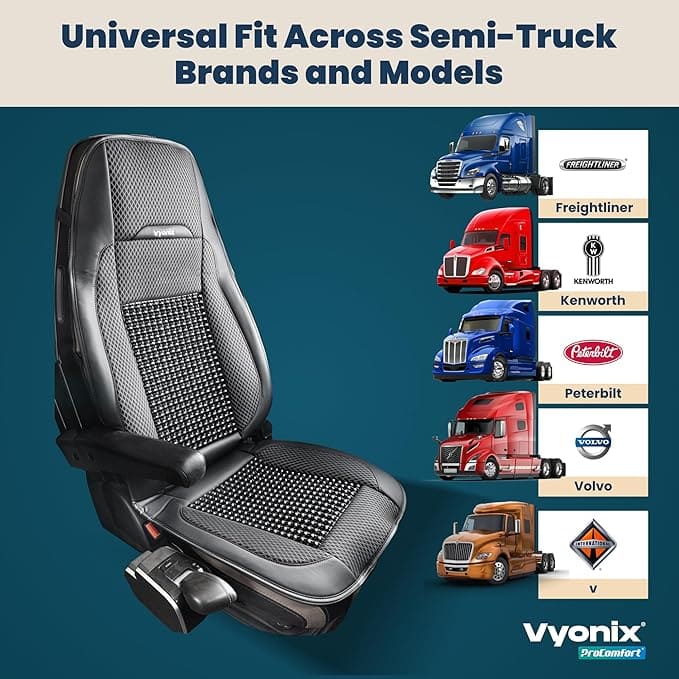 Semi Truck Beaded Seat Covers, Cooling Car Seat Cushion for Back Support, Anti-Sweat Seat Covers for Trucks, Universal Fit for Volvo, Kenworth, Freightliner, Improved Comfort & Durability